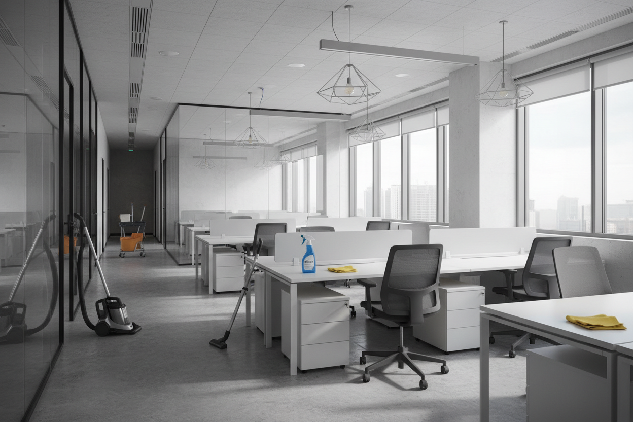 Commercial offices with minimal cleaning equipment with no people
